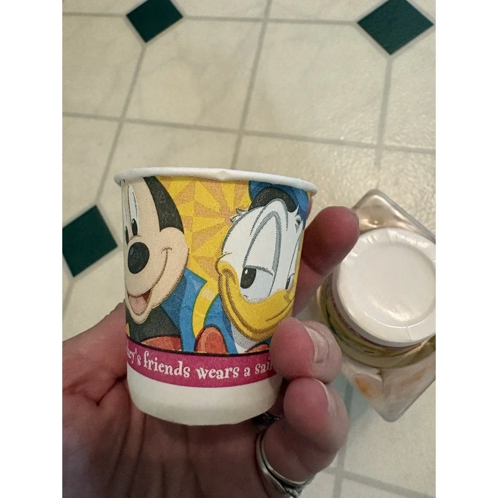 Vintage Dixie Cup Dispenser Faux Marble Bathroom Pop Up Plastic Disney Dixie Cup